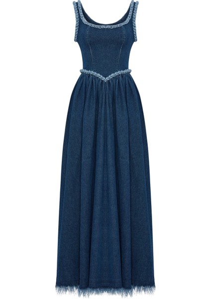 Isabella Lacivert Denim Kadın Elbise