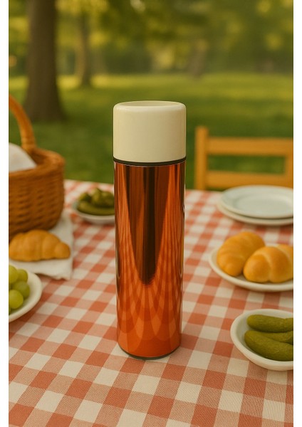 Beyaz Kapaklı Isı Korumalı Sızdırmaz Hava Almaz Tüp Cam Termos 420ML