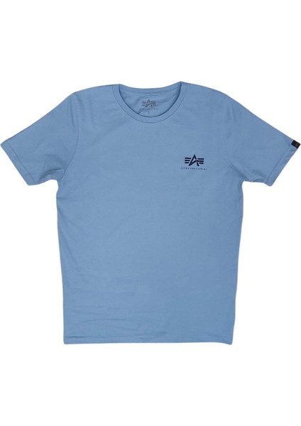 Erkek Yuvarlak Yakalı Yazılı Baskılı Kısa Kollu Mavi Tişört Ety-Alp modelleri