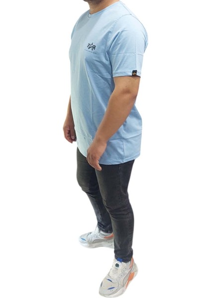 Erkek Yuvarlak Yakalı Yazılı Baskılı Kısa Kollu Mavi Tişört Ety-Alp indirimleri