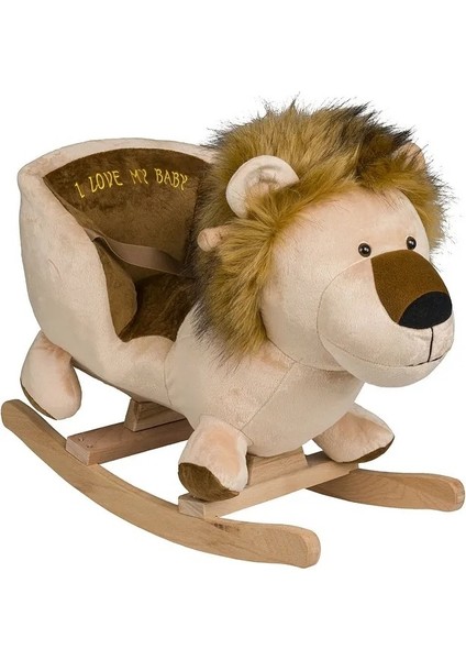 Vavbaby Sallanan At Ahşap Peluş Yumuşak - Aslan Bej