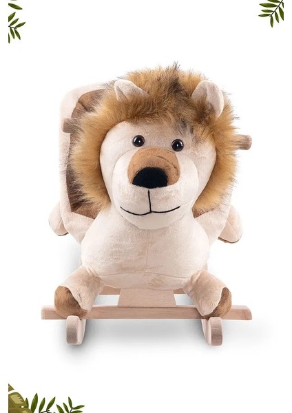 Vavbaby Sallanan At Ahşap Peluş Yumuşak - Aslan Bej