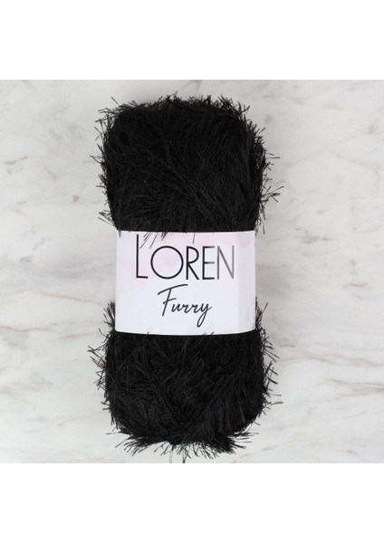 Furry Siyah El Örgü Ipi - RF1001 - 34066