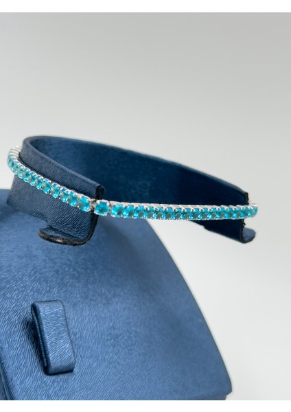 Misinalı Esnek Aquamarin Taşlı Kadın Gümüş Bileklik fırsatları