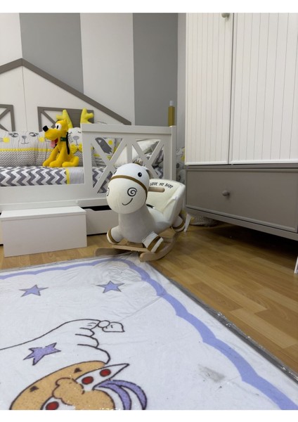 Vavbaby Sallanan At Ahşap Peluş Yumuşak - Eşek Gri indirimleri