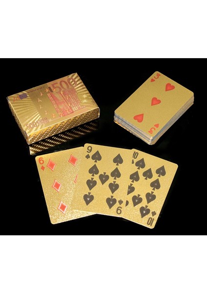 Euro Tasarımlı Altın Iskambil Oyun Kartı 9*6 cm