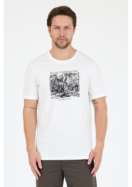 Erkek %100 Pamuk Bisiklet Yaka Kısa Kollu Baskılı T-Shirt Rahat ve Şık Günlük Erkek Tişört 0018