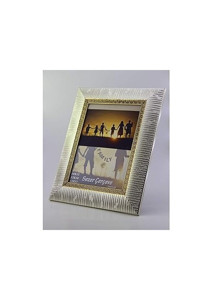 Sezer ÇERÇEVE-13X18 cm Gümüş Altin Desenli Dekoratif Fotoğraf Çerçeve