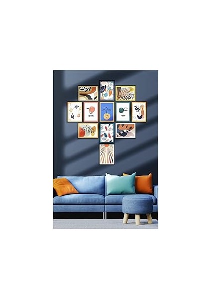 Ozcanlar Cerceve Çerçevesiz Çerçeve Görünümlü 12 Parça Mdf Tablo Seti Çoklu Çerçeve Seti Mdf