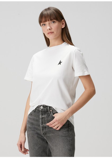 Siyah Beyaz Yıldız Baskılı T-Shirt