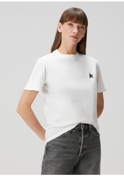 Siyah Beyaz Yıldız Baskılı T-Shirt modelleri