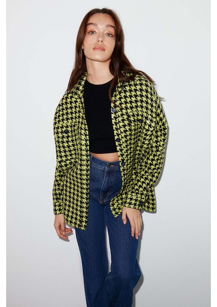 Lıme Dokuma Oversize Yeşil Gömlek fırsatları