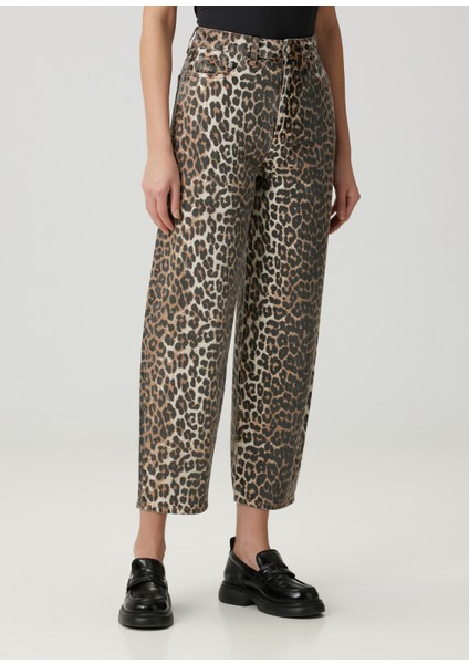 Stary Leopar Desenli Curved Jean Pantolon fiyatları
