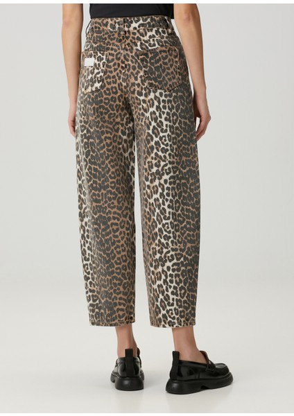 Stary Leopar Desenli Curved Jean Pantolon fırsatları
