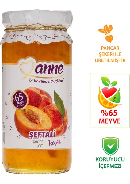 Şeftali Reçeli 300 gr (Pancar Şekeri İle Üretilmiştir - Glikoz, Koruyucu İçermez)