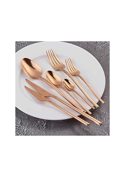 5500 Titanyum Bronz 12 Kişilik 84 Parça Çatal Kaşık Seti