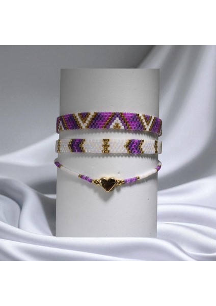 Etnik Desenli El Yapımı 3’lü Miyuki Boncuk Bileklik Seti |ETSVK04