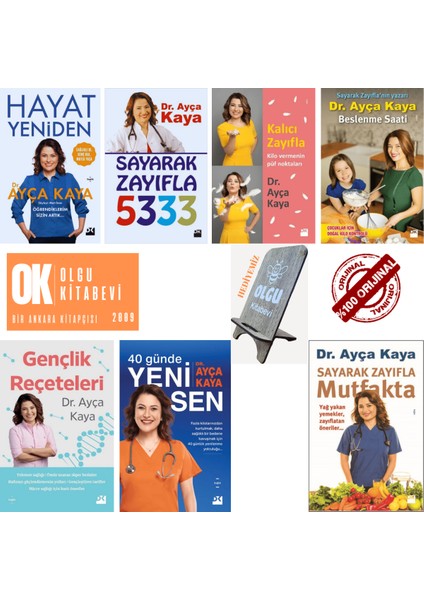 Hayat Yeniden - Sayarak Zayıfla - Kalıcı Zayıfla / 7 Kitap Full Set Telefon Tutucu Hediyemiz / Ayça Kaya