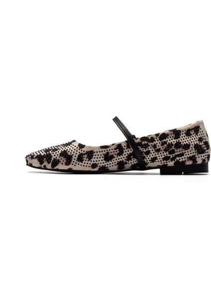 Kadın Tokalı Leopar Desen Yuvarlak Burun Taş Işlemeli Babet Ev Ayakkabısı 9225 modelleri