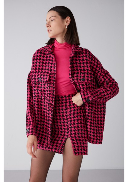 Lıme Dokuma Oversize Fuşya Gömlek modelleri