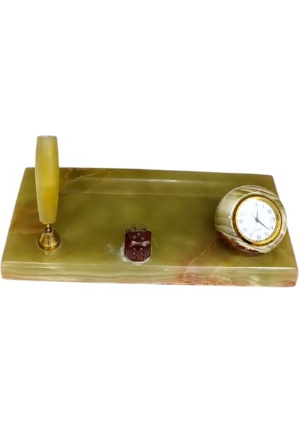 Orjinal Onyx Taşı Masaüstü Kalemlik Saat fiyatları