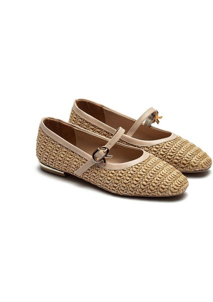 Kadın Hasır Örme Makosen Espadril Tokalı Babet 1715