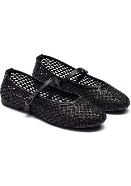 Kadın Hasır Örme Fileli Makosen Espadril Tokalı Babet 9015