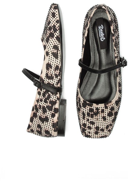 Kadın Tokalı Leopar Desen Yuvarlak Burun Taş Işlemeli Babet Ev Ayakkabısı 9225 fırsatları