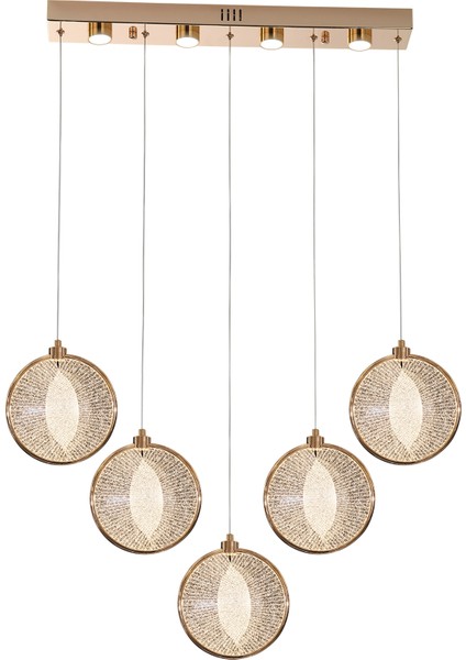 Edward 5'li 67 Watt Sıralı Gold Ledli Modern Salon Avize fiyatları