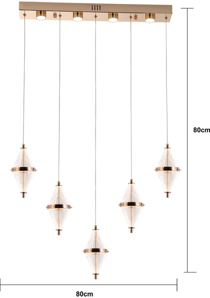 Edward 5'li 67 Watt Sıralı Gold Ledli Modern Salon Avize fırsatları