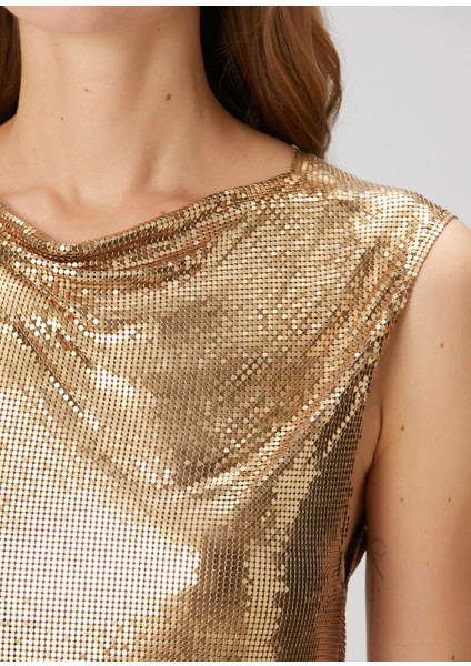 Gold Payet Işlemeli Abiye Bluz