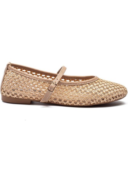 Kadın Babet Hasır Örme Fileli Düz Topuk Casual Ayakkabı Bej Renk 36 Numara fırsatları