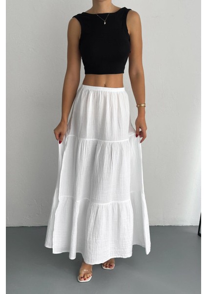 Müslin Kumaş Rahat Maxi Boy Etek