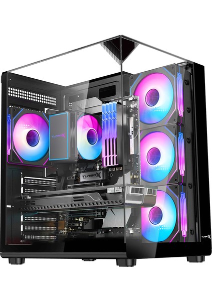Teras Akvaryum Cam Tasarım 4x Argb Fan 500W Psu USB 3.0 Atx Oyuncu Bilgisayar Kasası