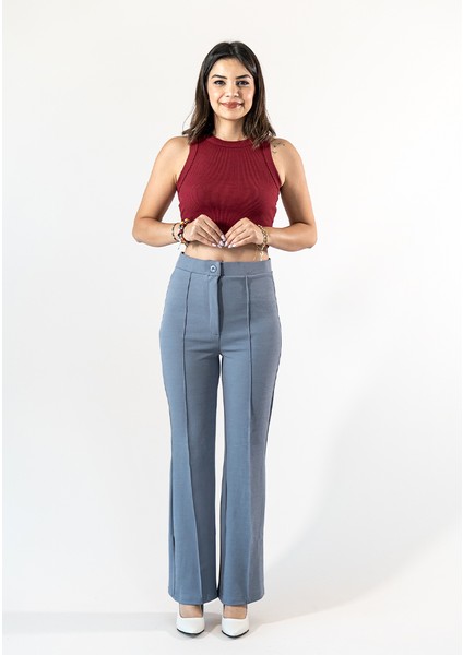 Çimalı Düğmeli Pantolon