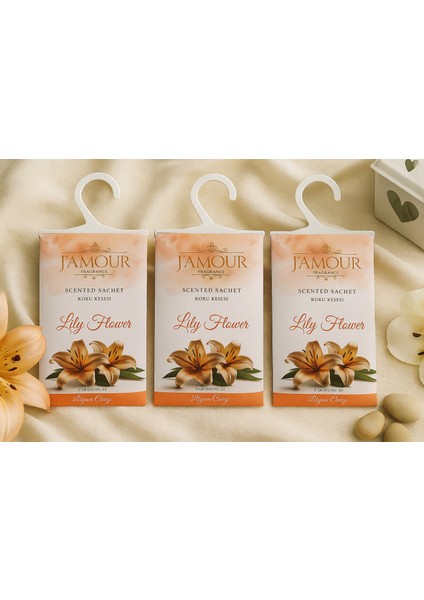 Lily Flower (Lilyum Çiçeği) Askılı Dolap ve Çekmece Kokusu 3'lü Paket