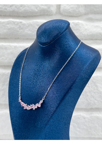 Damla Taşlı Pembe Kuvars Kadın Gümüş Kolye - Taşlı Kolye