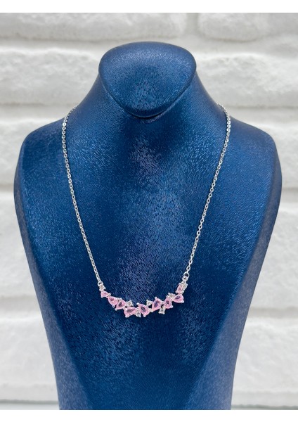Damla Taşlı Pembe Kuvars Kadın Gümüş Kolye - Taşlı Kolye modelleri