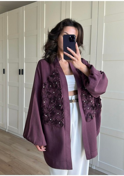 Gül Detaylı Premium Kimono