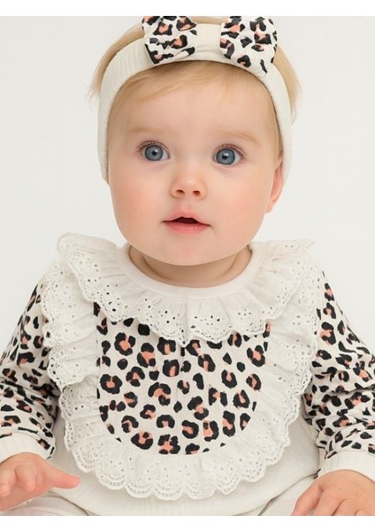 Kız Bebek Fırfırlı Leopar Desenli Bandanalı Tulum modelleri
