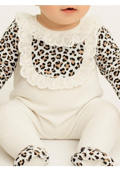 Kız Bebek Fırfırlı Leopar Desenli Bandanalı Tulum fırsatları