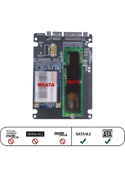 Sata 3 To M.2 Ngff Msata SSD Çavirici Kart Sata M2 Dönüştürücü