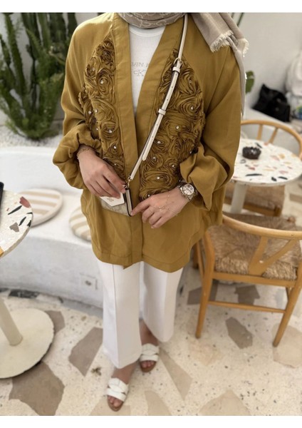 Gül Detaylı Premium Kimono