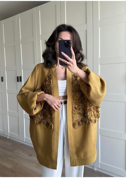Gül Detaylı Premium Kimono
