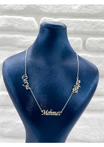 Isme Özel Aile Konseptli Kadın Gümüş Kolye modelleri