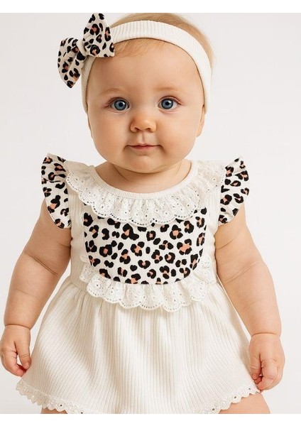 Kız Bebek Leopar Desenli Bandanalı Bodyli Elbise fiyatları