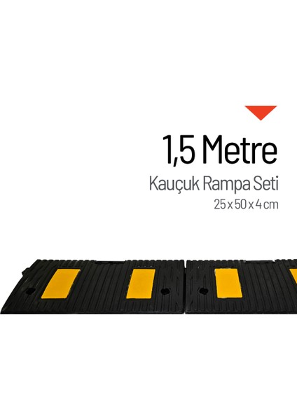 Kauçuk Rampa, Otopark Rampası, Kaldırım Rampası 25 x 50 x 4 cm 1,5 Metre