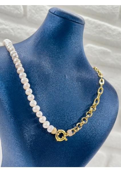 Incili Özel Tasarım Gemici Kilitli Kadın Gümüş Kolye fırsatları