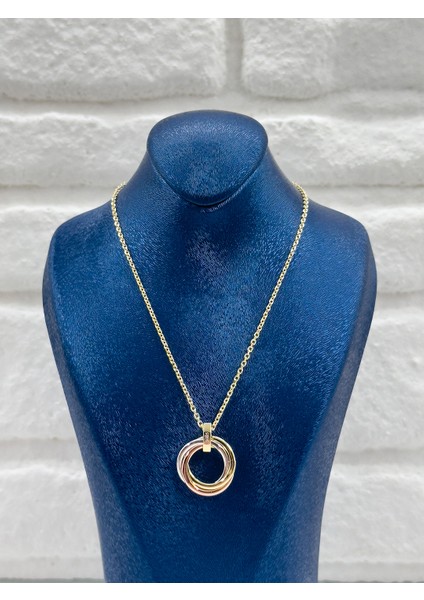 Gold Renk Olimpiyat Modeli Kadın Gümüş Kolye