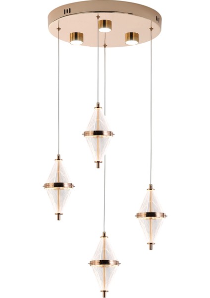 Harold 4'lü 24 Watt Yuvarlak Gold Ledli Modern Salon Avize fiyatları